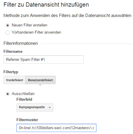 Google Analytics Referrer Filter