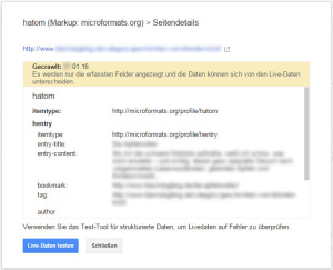 hatom Fehlermeldung in der Google Search Console